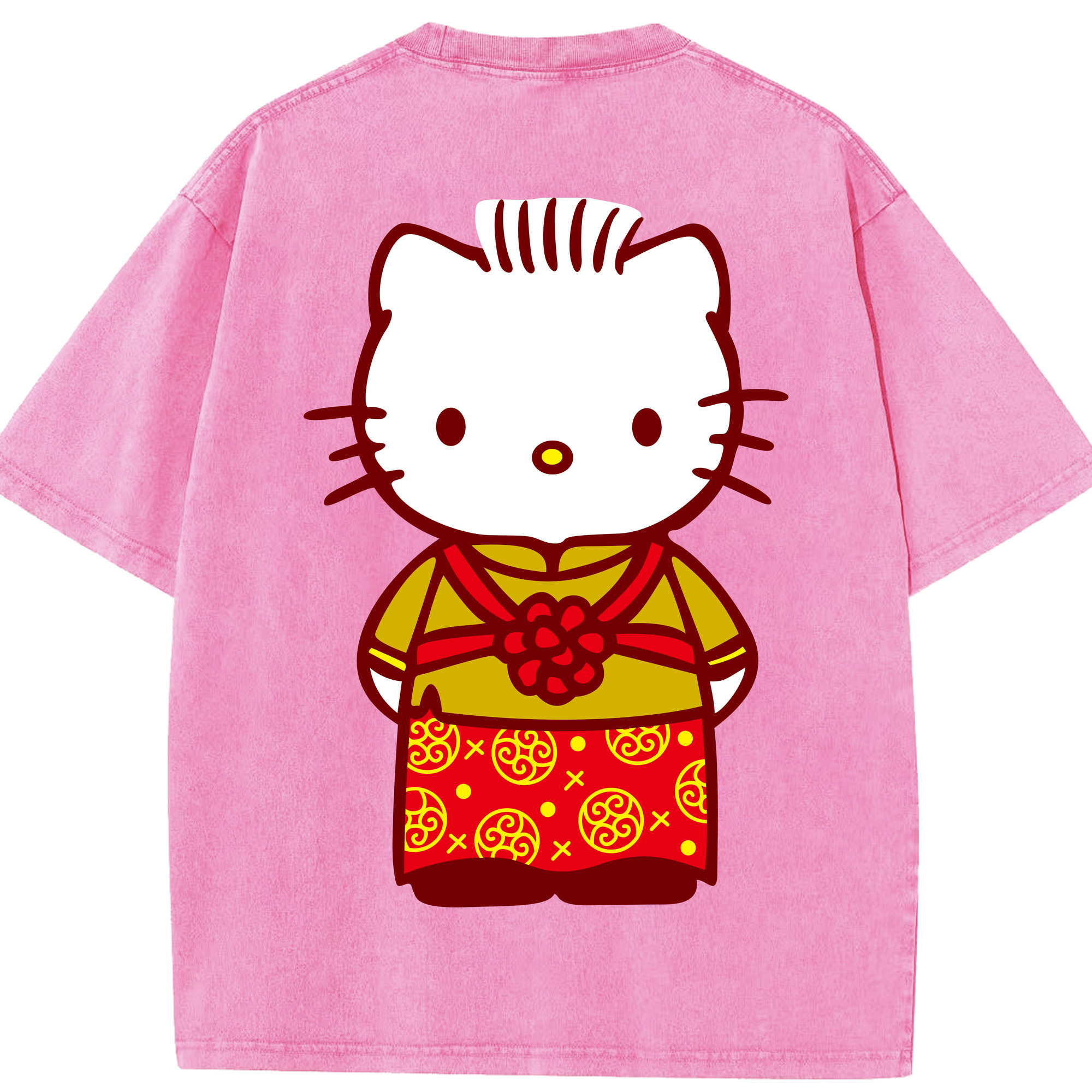 （画像用） Hello Kitty ハローキティ 綿100% ヴィンテージ風 半袖Tシャツ（背面プリント）